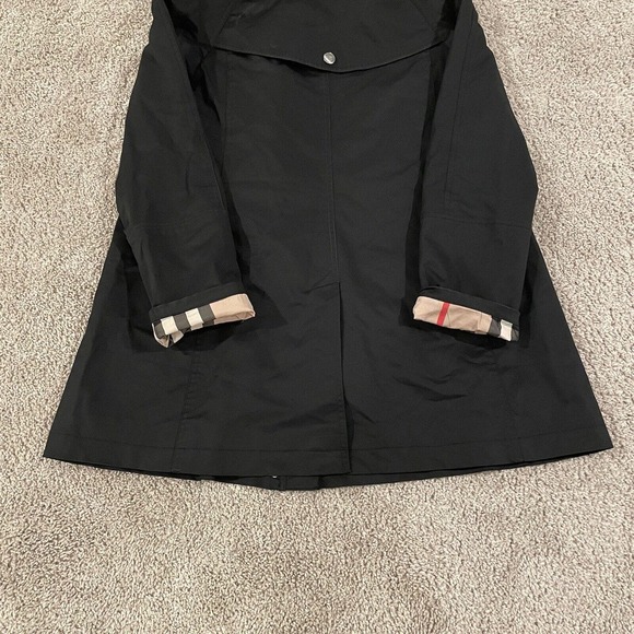 Burberry Brit Hooded Black Trench Coat Rain Jacket Size 8 Women's - Picture 10 of 10
